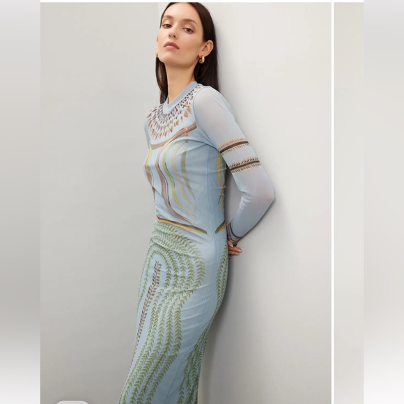 NWOT $1,475 Altuzarra Atalanti Printed Stretch-mesh Maxi Dress - Blue Size US6 - Picture 6 of 11